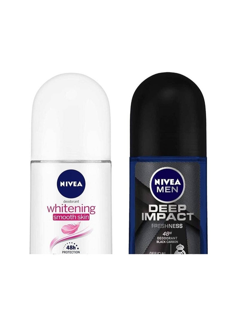 NIVEA Deep Impact & Whitening Smooth Roll on Deodorant Roll-on - For Men & Women (100 ml, Pack of 2) - Image 1